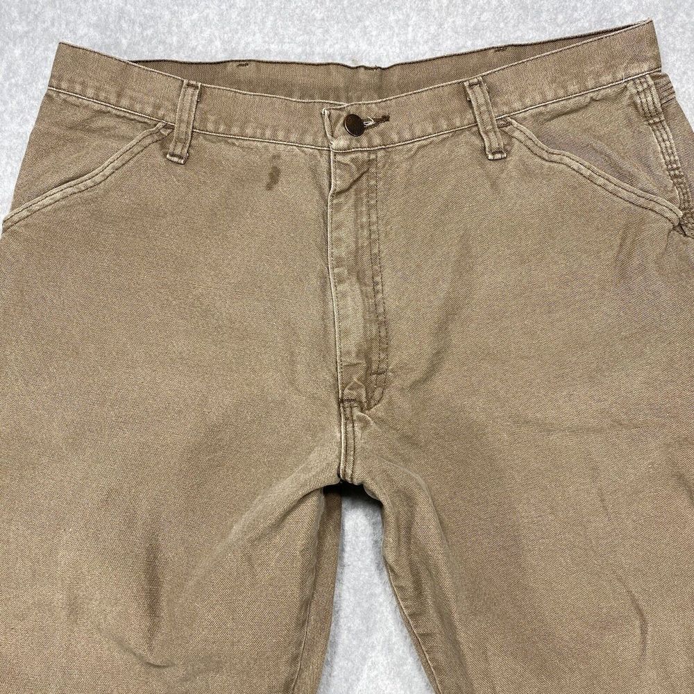 Rustler Jeans‎ Mens 34x31 Brown Workwear Carpenter Hammer Loop Distressed Denim